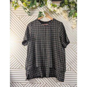 ZARA WOMAN Plaid Color Short Sleeve Blouse Top Layered  Size Medium